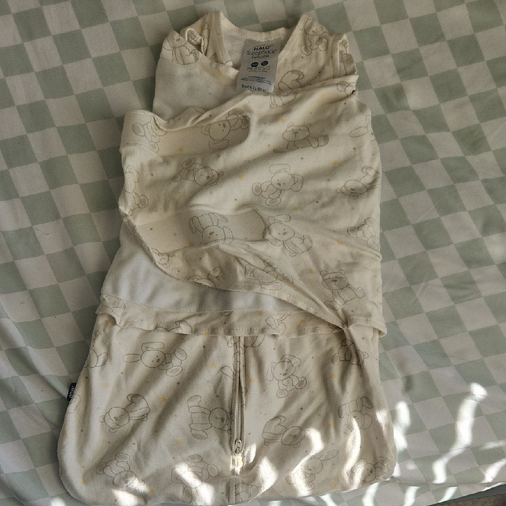 Halo Cream Baby Sleep Sack with Subtle Tan Bear Print